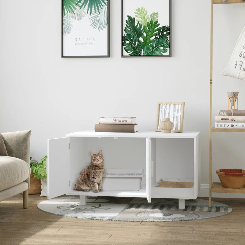 Cat Litter Box Enclosure End Table with Scratcher