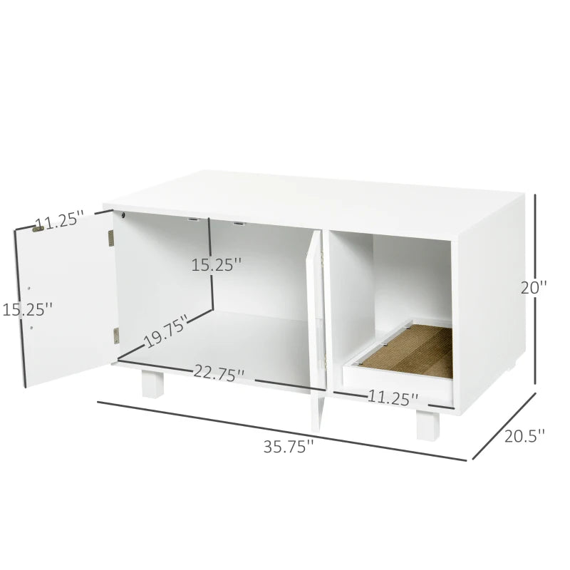 Cat Litter Box Enclosure End Table with Scratcher