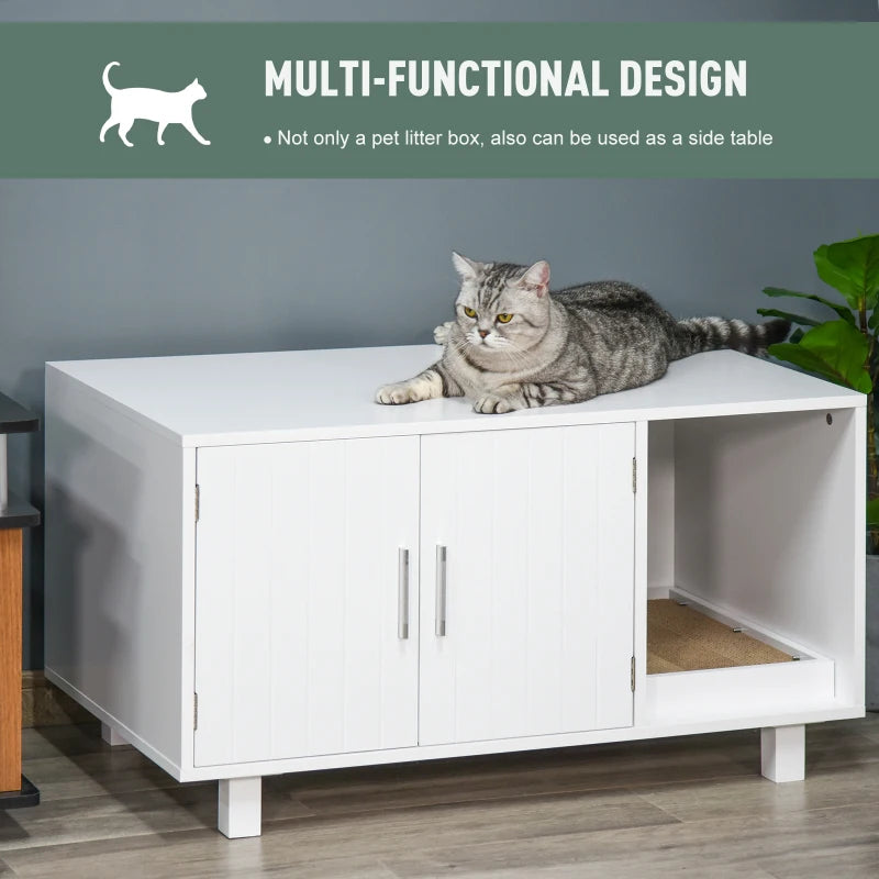 Cat Litter Box Enclosure End Table with Scratcher