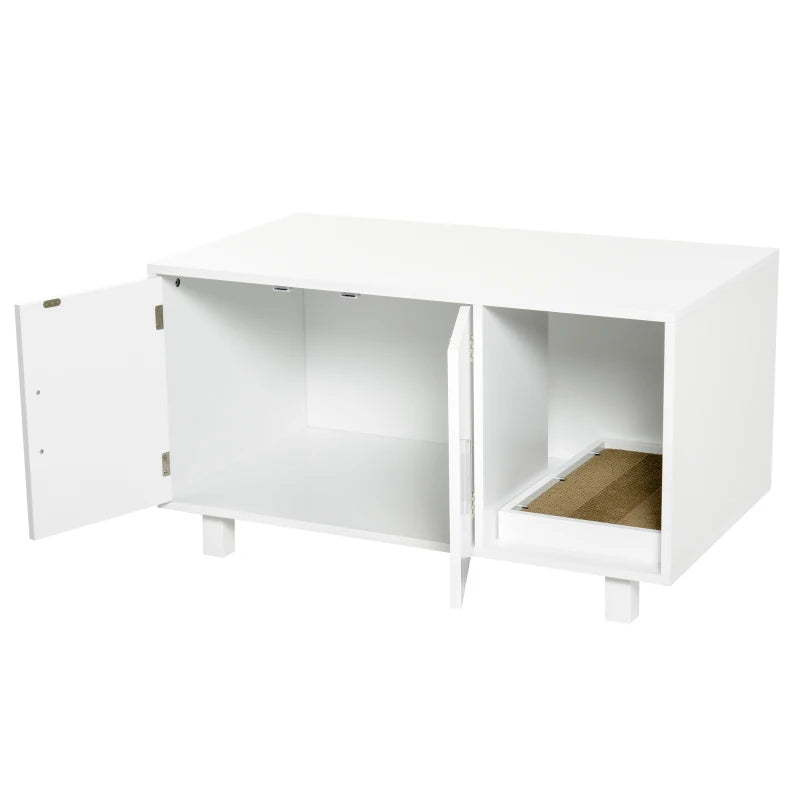 Cat Litter Box Enclosure End Table with Scratcher
