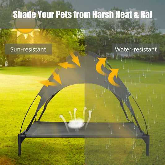 Elevated Outdoor Pet Bed with Removable Canopy Shade-42 Inch