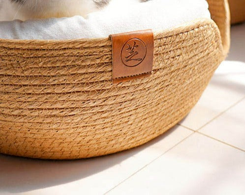 Rattan Cat Bed With Soft Pillow Insert With Cooling Pad Option Soft Pillow Cat Bed - InspirationIncluded
