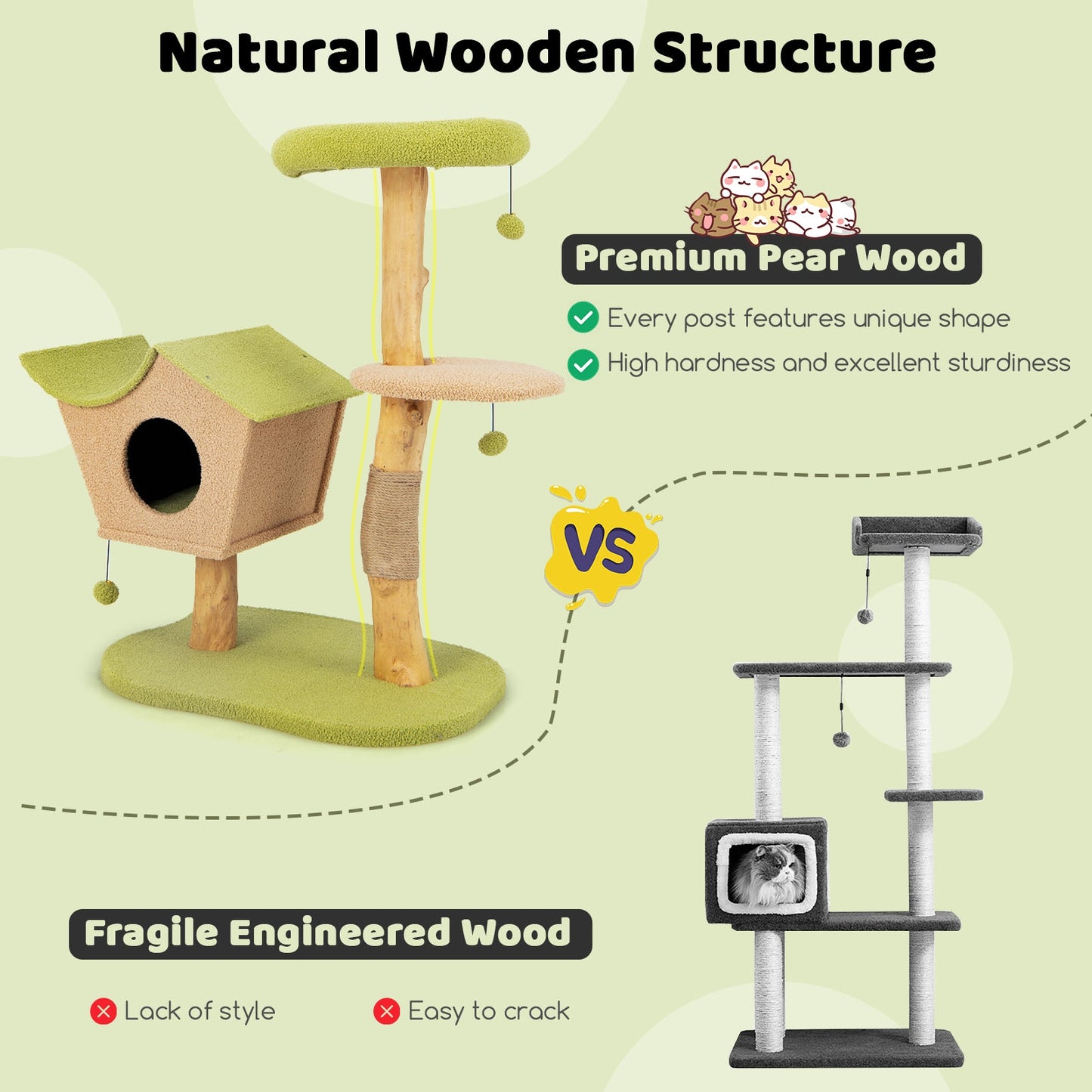 Cottage Life - Cat Tree - Authentic Pear Wood
