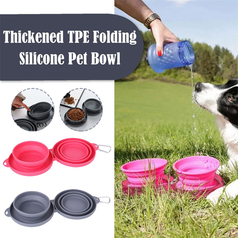 Foldable Double Pet Bowl For Easy Outings