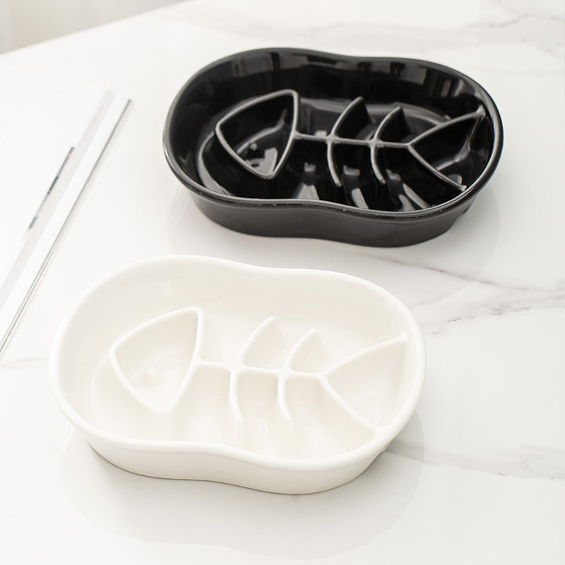 Fish Bone Ceramic Slow Feeder Bowl