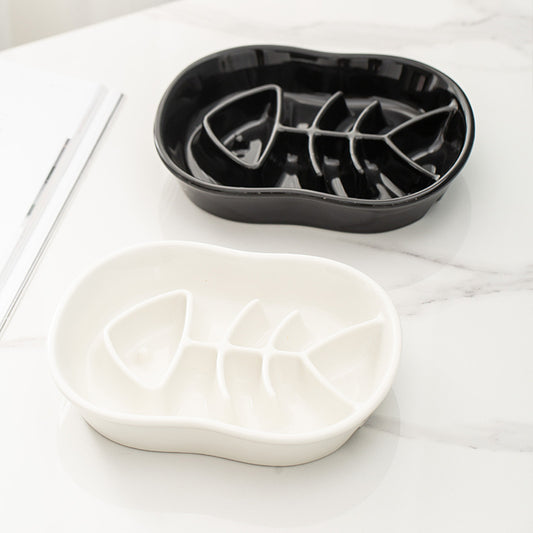 Fish Bone Ceramic Slow Feeder Bowl