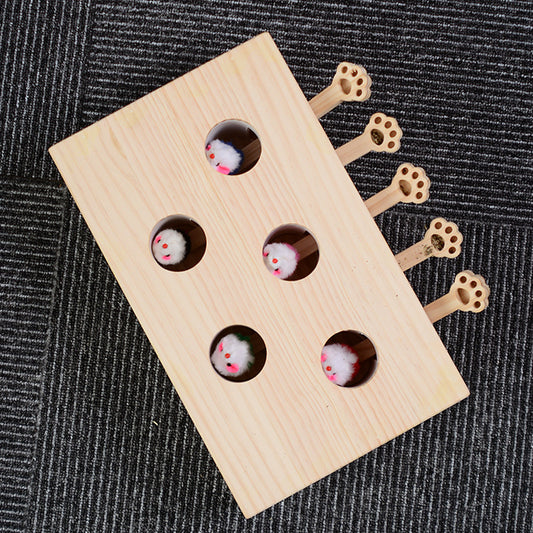 Wooden peekaboo cat toy