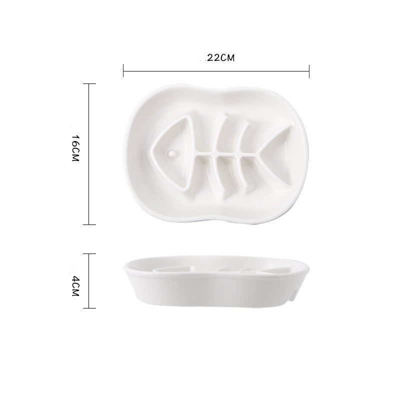 Fish Bone Ceramic Slow Feeder Bowl