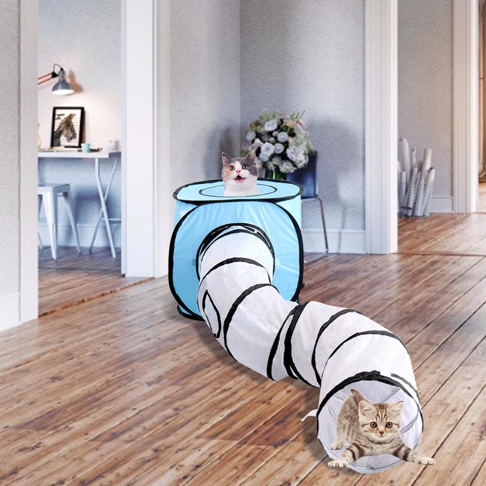 Foldable Play Tunnel With Hideaway Tent For Cats & Small Animals