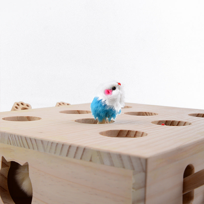 Wooden peekaboo cat toy