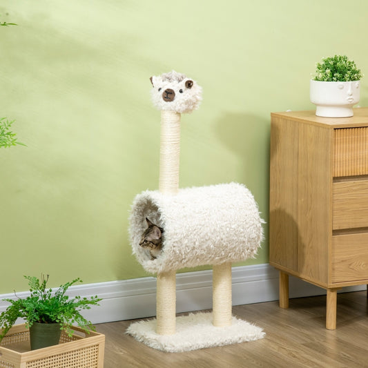 Alpaca-shaped Cat Tower with Tunnel Sisal Scratching Post