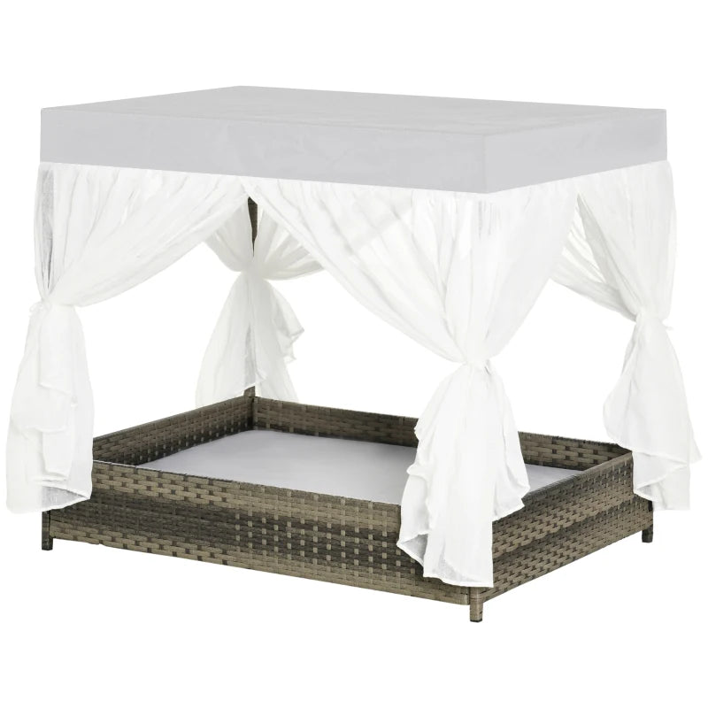 Outdoor Wicker Dog Bed With Canopy