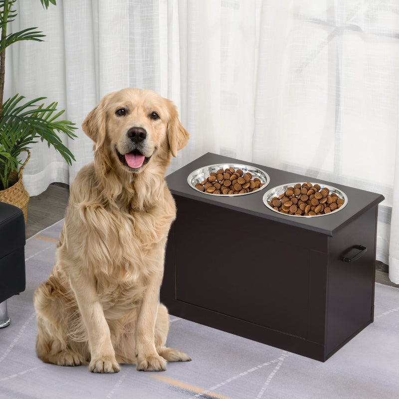 Modern Elevated Pet Feeder with Storage by PawHut