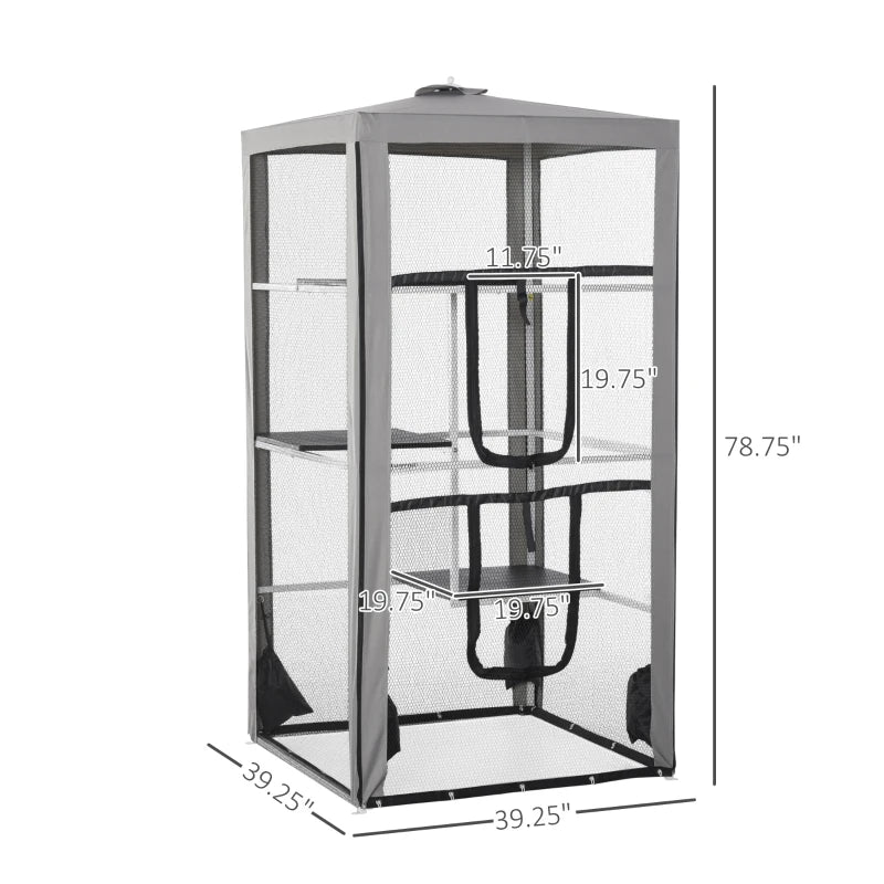 Portable Outdoor Cat Enclosure Catio with Door and 3 Platforms