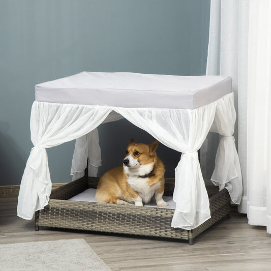 Outdoor Wicker Dog Bed With Canopy