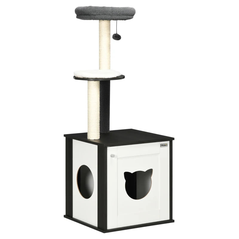 PawHut Cat Tree with Litter Box Enclosure