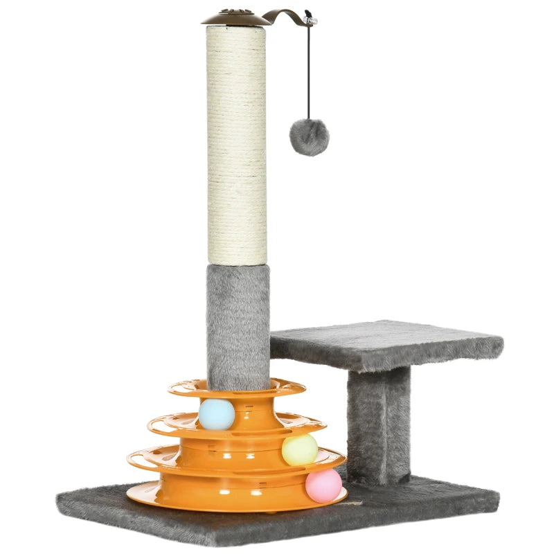 Compact Cat Activity Centre, with Scratching Posts, Perch and Multi-level Ball Toy