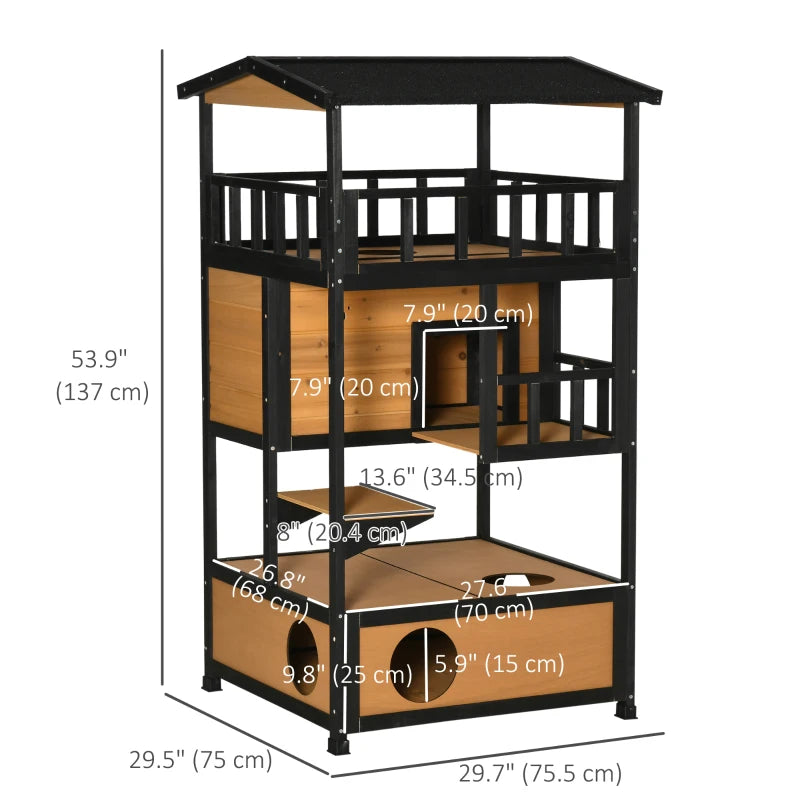 The Retreat - Outdoor Cat House - Natural Wood