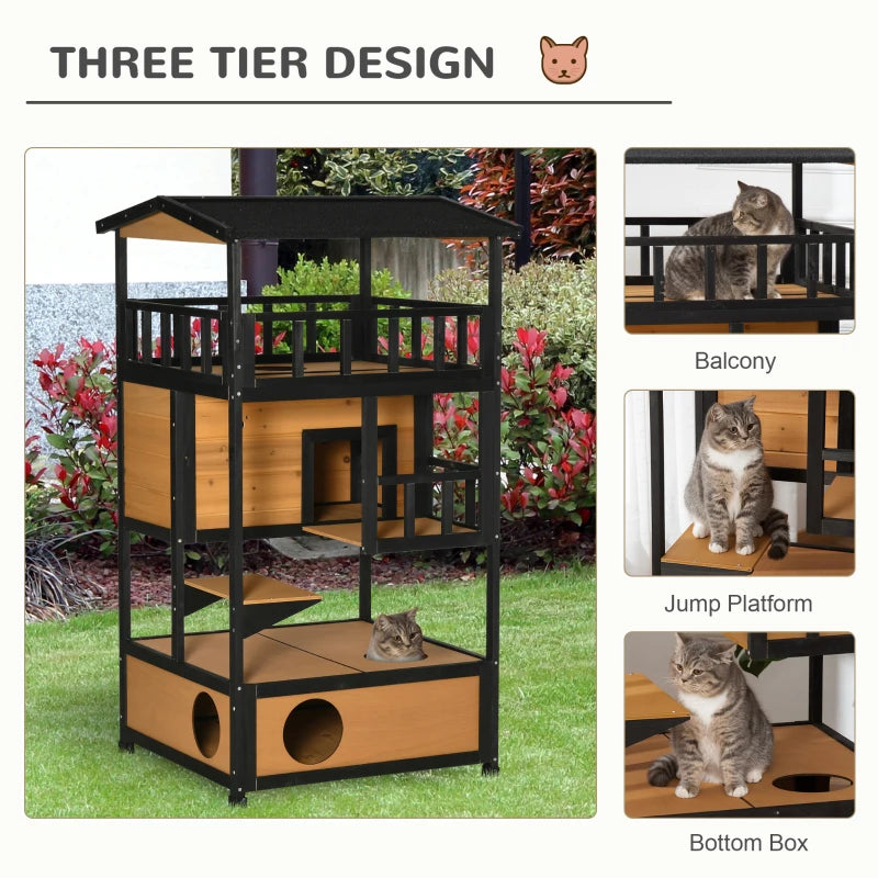 The Retreat - Outdoor Cat House - Natural Wood