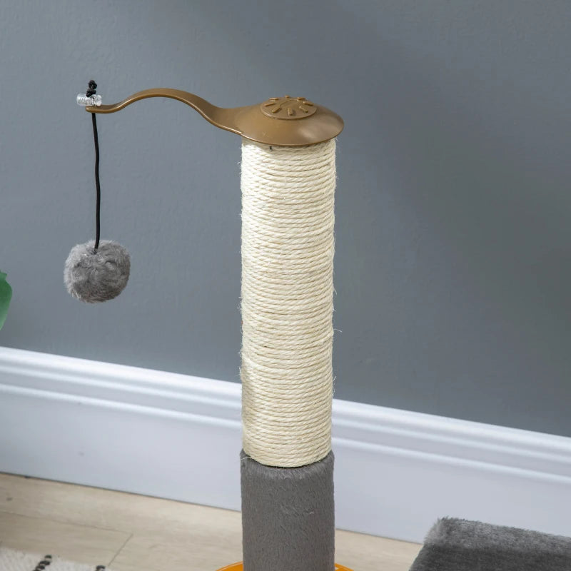 Compact Cat Activity Centre, with Scratching Posts, Perch and Multi-level Ball Toy