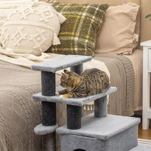 Multiuse Pet Stairs with Scratching Posts and Condo For Accessibility