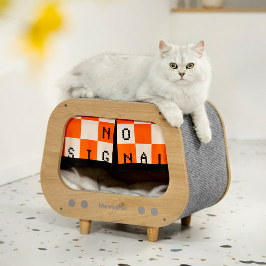 Retro TV Cabinet Cat House and Scratcher