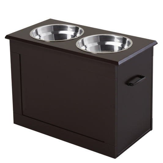 Modern Elevated Pet Feeder with Storage by PawHut