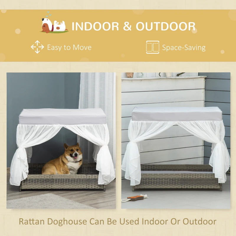 Outdoor Wicker Dog Bed With Canopy