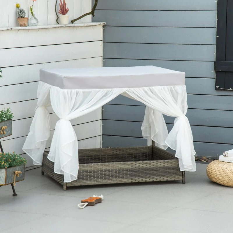 Outdoor Wicker Dog Bed With Canopy