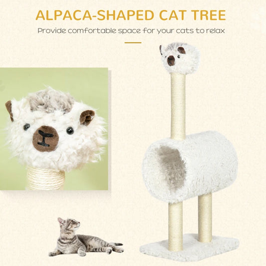 Alpaca-shaped Cat Tower with Tunnel Sisal Scratching Post