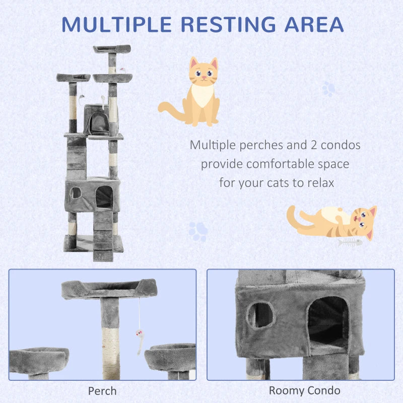 67" Premium Multi-Level Cat Scratching Tree Activity Centre