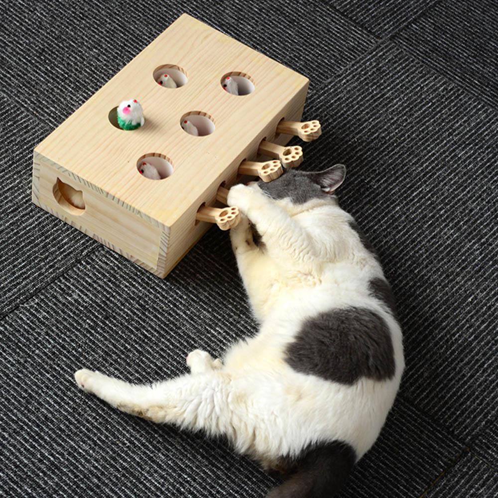 Wooden peekaboo cat toy