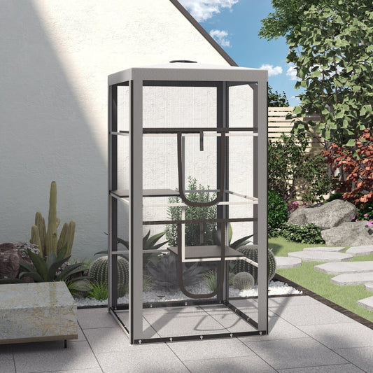 Portable Outdoor Cat Enclosure Catio with Door and 3 Platforms