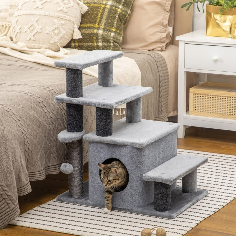 Multiuse Pet Stairs with Scratching Posts and Condo For Accessibility
