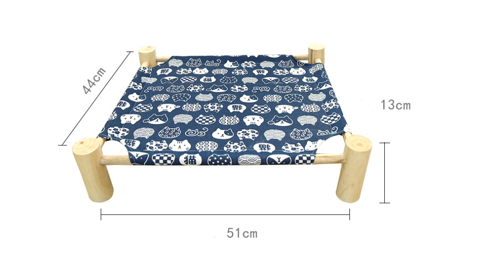 Natural Wooden Raised Pet Bed Hammock Elevated Pet Bed - InspirationIncluded