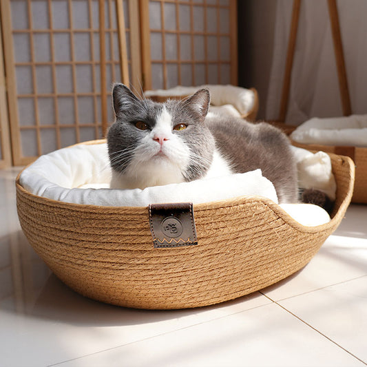 Rattan Cat Bed With Soft Pillow Insert With Cooling Pad Option Soft Pillow Cat Bed - InspirationIncluded