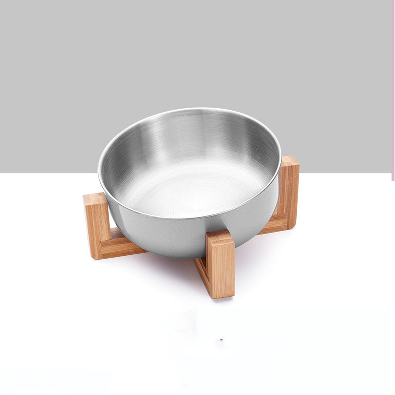 Angled Elevated Stainless Steel Pet Bowl - Single or Double - InspirationIncluded