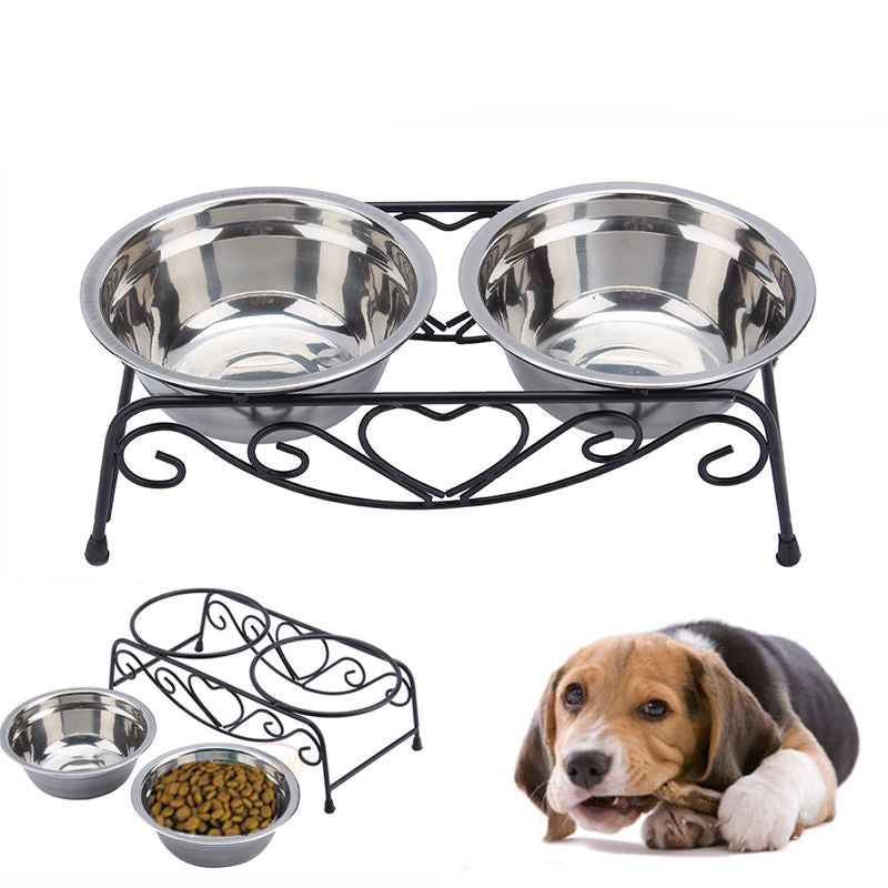 Stainless steel Elevated pet bowl With Cute Heart Design Cute heart pet bowl - InspirationIncluded