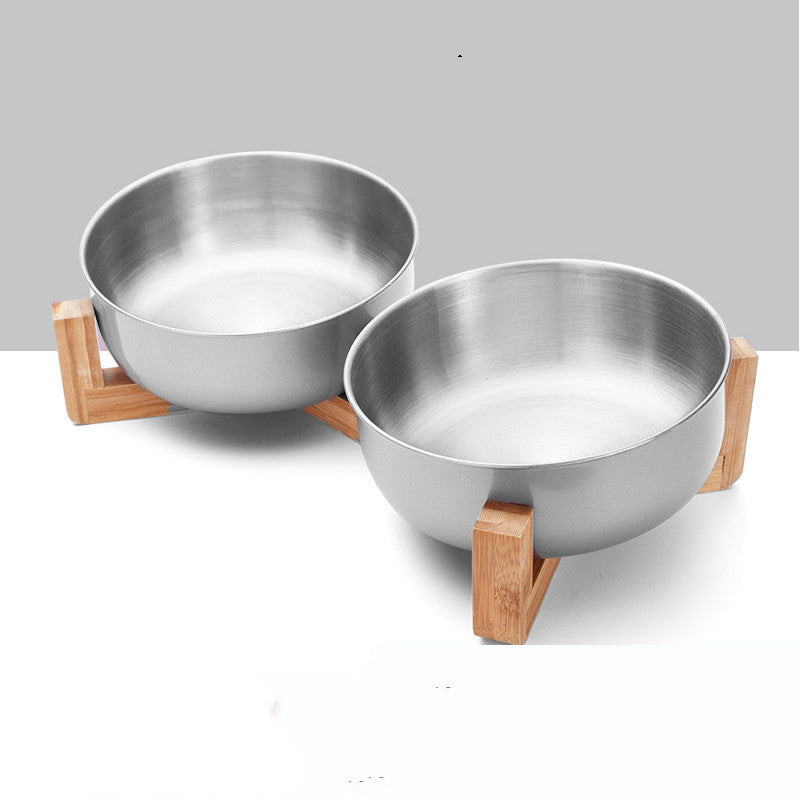 Angled Elevated Stainless Steel Pet Bowl - Single or Double - InspirationIncluded