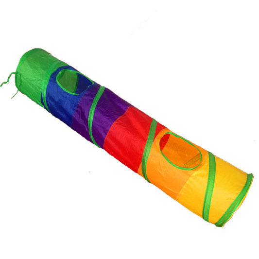 Rainbow Folding Cat Tunnel Enrichment Toy Enrichment Cat Toy - InspirationIncluded