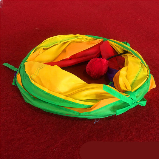 Rainbow Folding Cat Tunnel Enrichment Toy Enrichment Cat Toy - InspirationIncluded