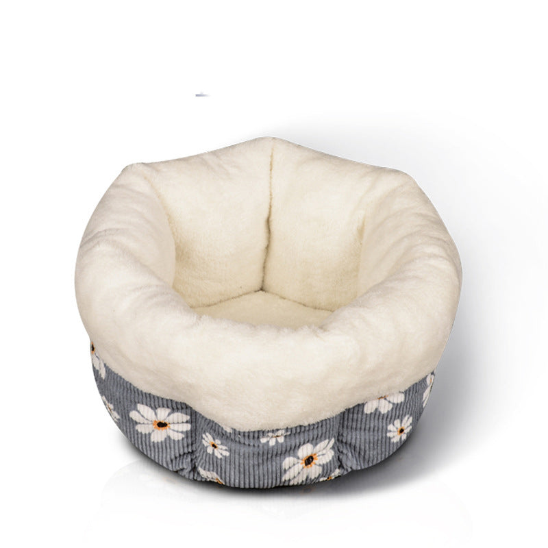 Warm and deep pet bed with Flowers Warm Pet Bed - InspirationIncluded