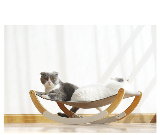 Solid Wood Cat Rocking Hammock Dual Purpose Dual Purpose Cat Hammock - InspirationIncluded