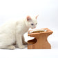 Single Elevated Pet Bowl With Cervical Angle on Solid Wood Stand - InspirationIncluded