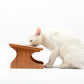 Single Elevated Pet Bowl With Cervical Angle on Solid Wood Stand - InspirationIncluded
