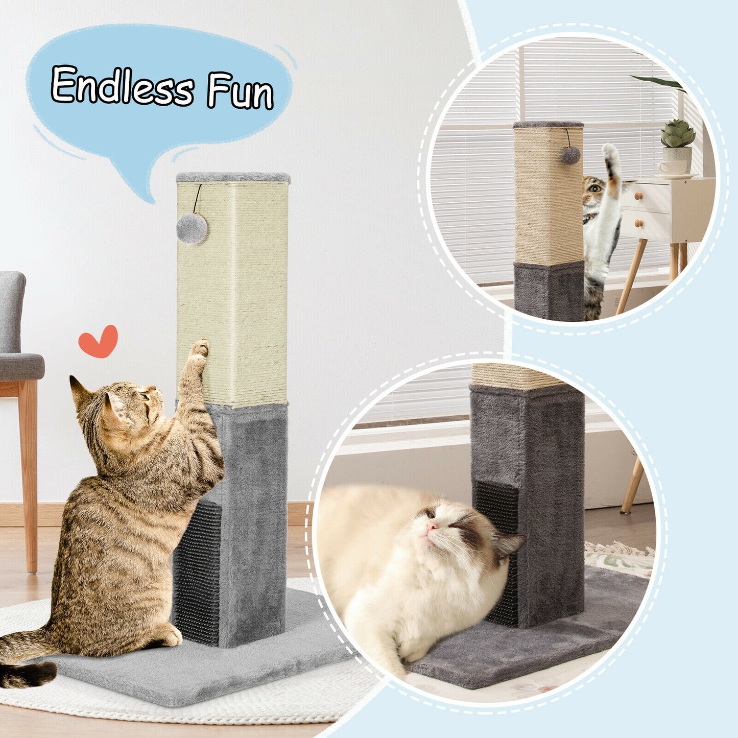 Purrfect Paws - Scratching Post - With Face Massager