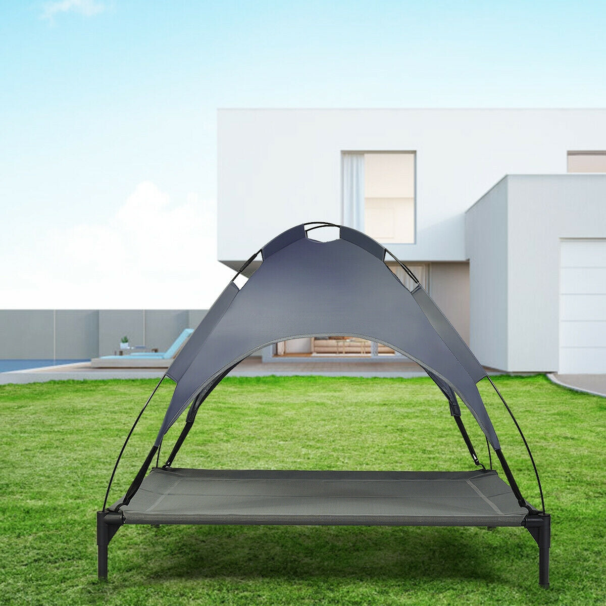 Elevated Outdoor Pet Bed with Removable Canopy Shade-42 Inch