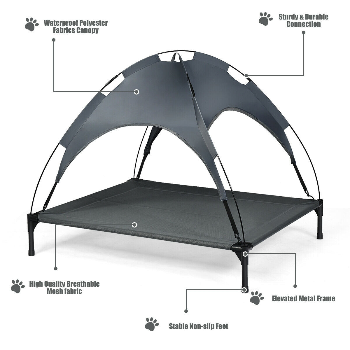 Elevated Outdoor Pet Bed with Removable Canopy Shade-42 Inch