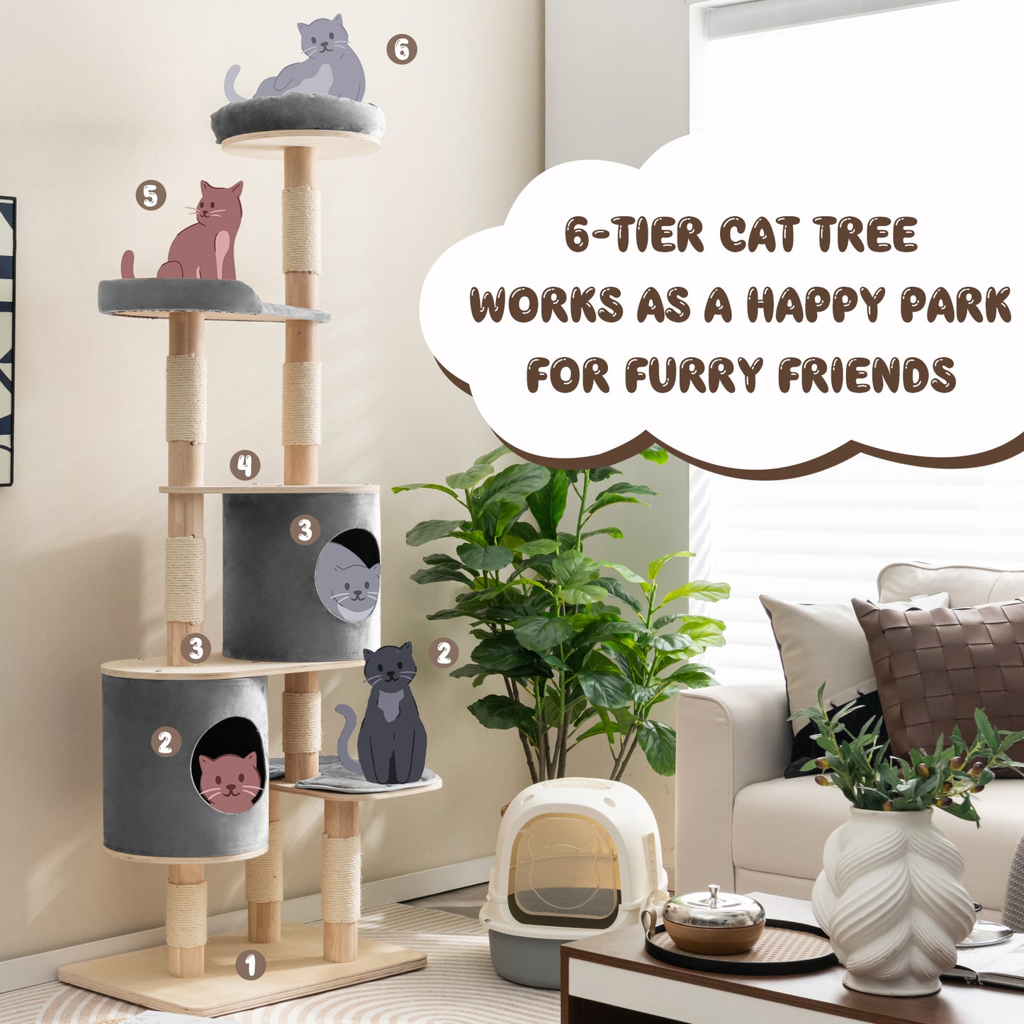 The Vanderbilt - Cat Tree - Removable Condos