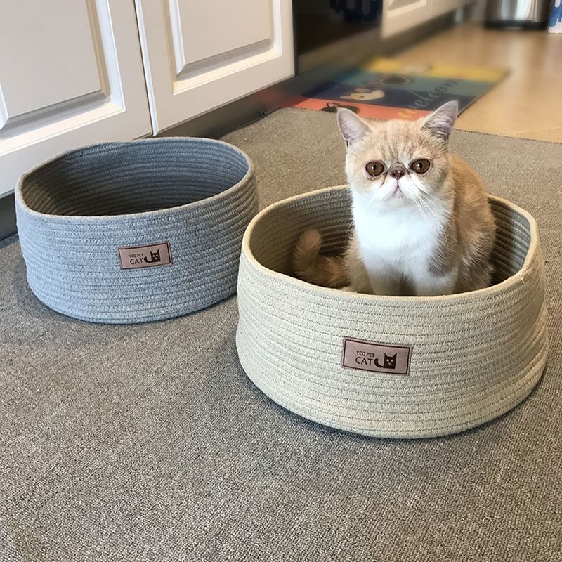 Handwoven Japanese Style Cotton Rope Cat Bed Handwoven Cat Bed - InspirationIncluded